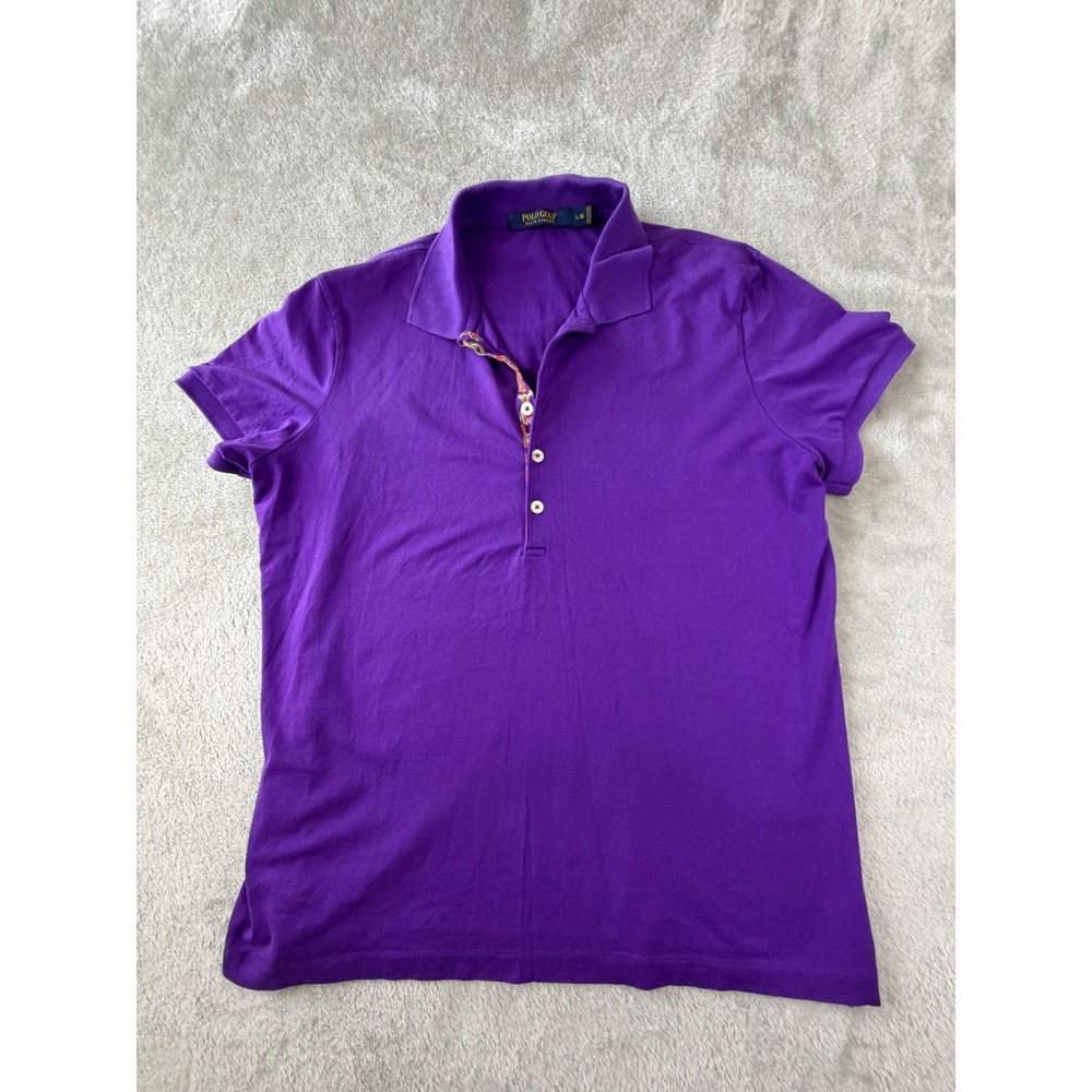 Polo Golf Ralph Lauren Polo Shirt Women Large Purple Short Sleeve Pima Cotton